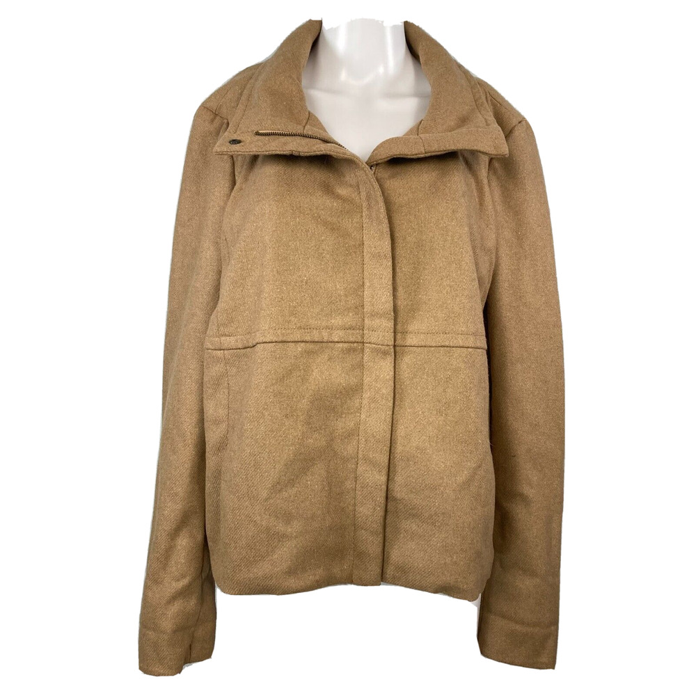 GAP Coat Jacket Womens Sz XL Beige Wool Full Zip Coat Pockets